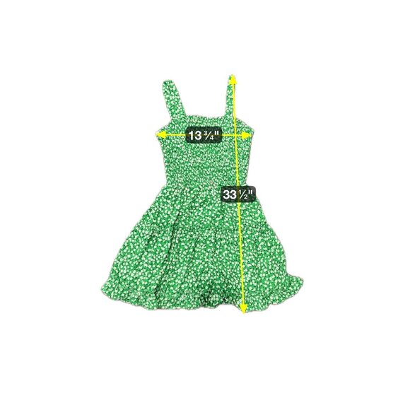 Sienna Sky Green Floral Smocked Tiered Mini Dress Ruffle Hem Sz M Y2K Baby Doll - Picture 8 of 11